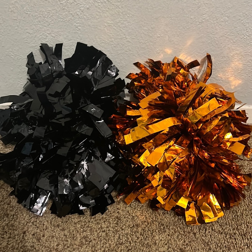 Orange and Black Cheer Poms